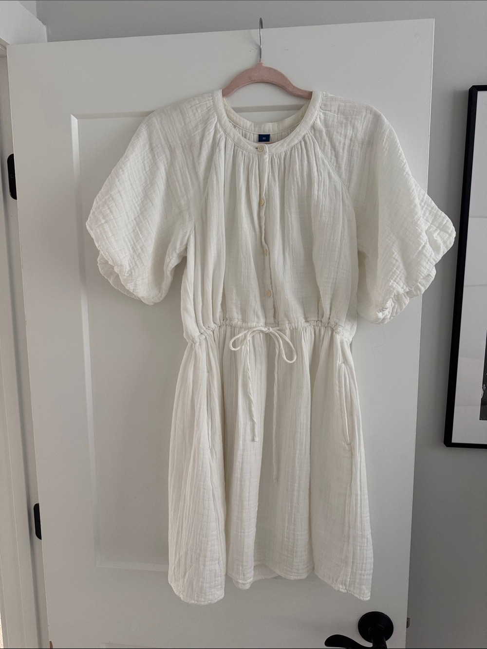 Old Navy Waist Defined Puff Sleeved Mini Dress